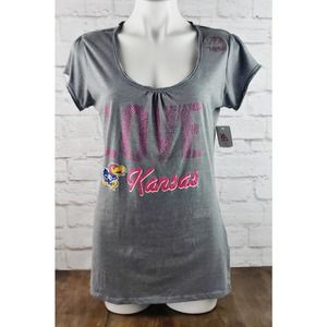 University of Kansas KU Short Sleeve Pull-Over Top ~ Size Large ~ NWT/New w/Tags